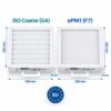aerauliqa-qr180a-qr180m-qr180ph-qr230e-filtri-f7-g4-dimensioni Abmessungen der Aerauliqa QR180A / QR180M / QR180PH / QR230E Ersatzfilter F7 + G4 – 200 × 200 × 46 mm