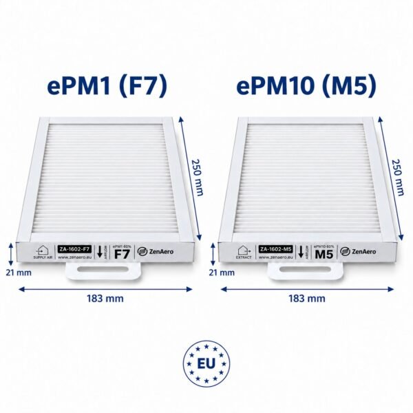 aerauliqa-qr280-filtri-f7-m5-dimensioni-250x183x21 Abmessungen der kompatiblen Filter für Aerauliqa QR280A, QR280E, QR280M und QR280PH – F7 + M5, 250 × 183 × 21 mm
