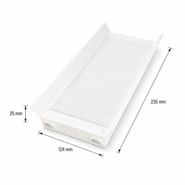 filter-zehnder-comfoair-180-wernig-g90-180-masse-124x235x25.jpg Zehnder ComfoAir 180 / Wernig G90-180 – Kompatibles Ersatzfilterset, 2 Filter: ePM1 60% (F7) + ISO Coarse (G4), 124 × 235 × 25 mm
