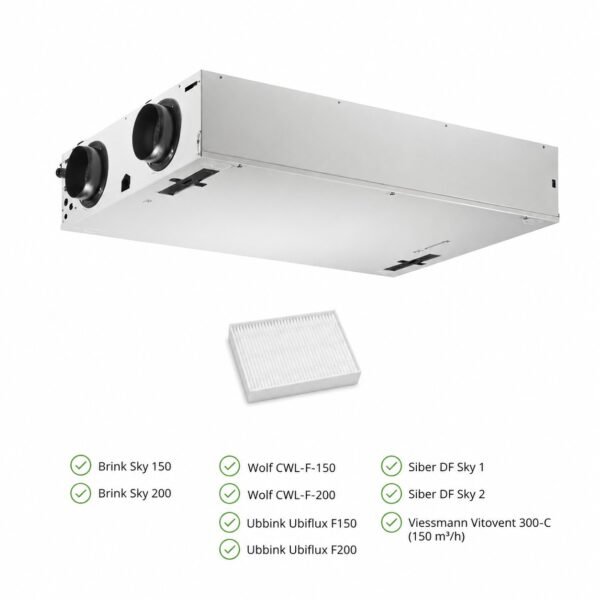 filtro-f7-vmc-brink-sky-150-sky-200.jpg Brink Sky 150 / Sky 200 – Kompatibler Ersatzfilter für die Zuluft, ePM1 60% (F7), 132 × 164 × 20 mm