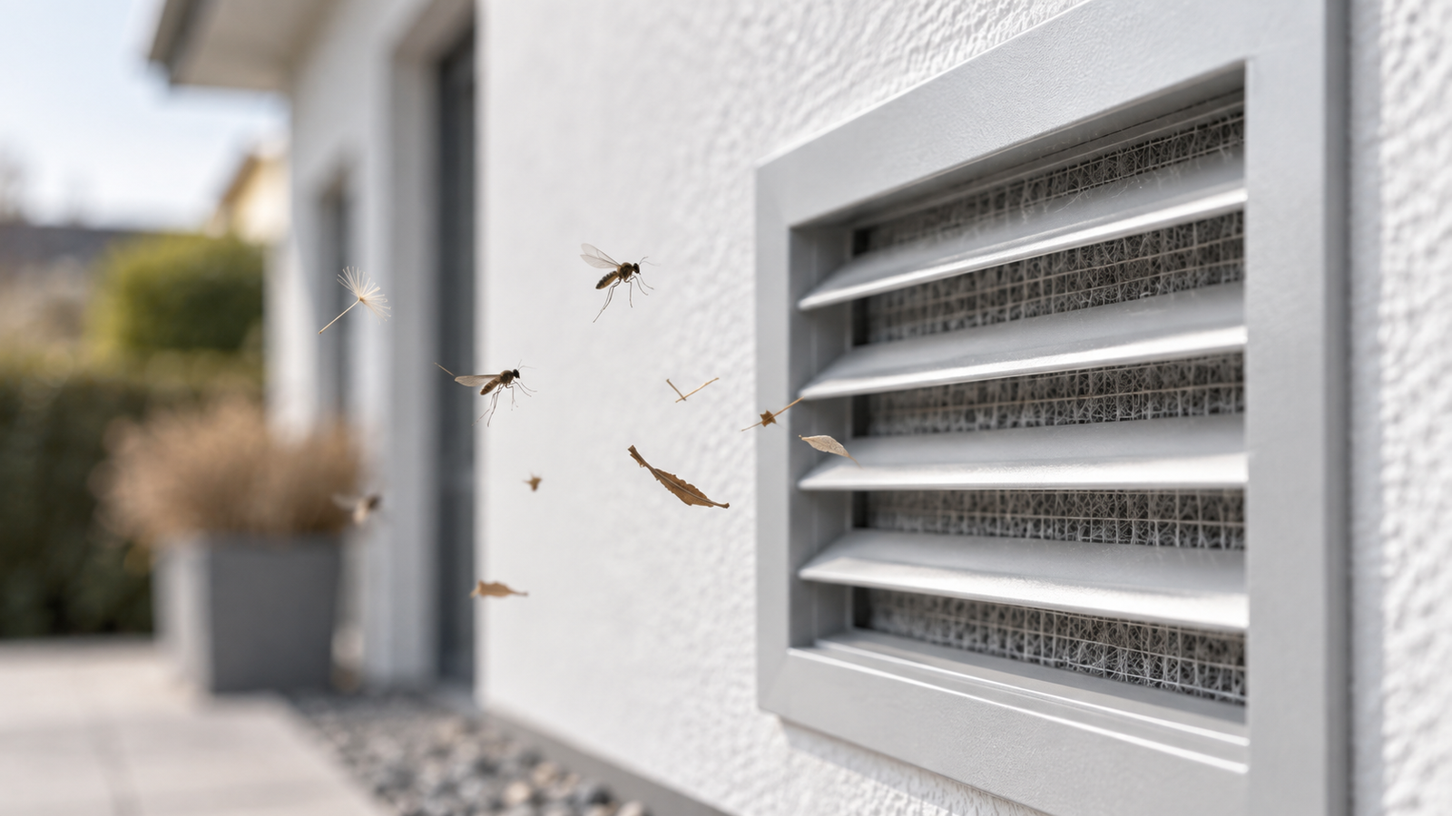 Pequeños insectos junto a una entrada de ventilación