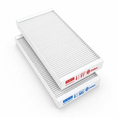 ZenAero Ersatzfilterset für Kermi x-well S370, S460 und S600 – 2 Lüftungsfilter ePM1 60% (F7) und ePM10 60% (M5), 473 × 210 × 48 mm.