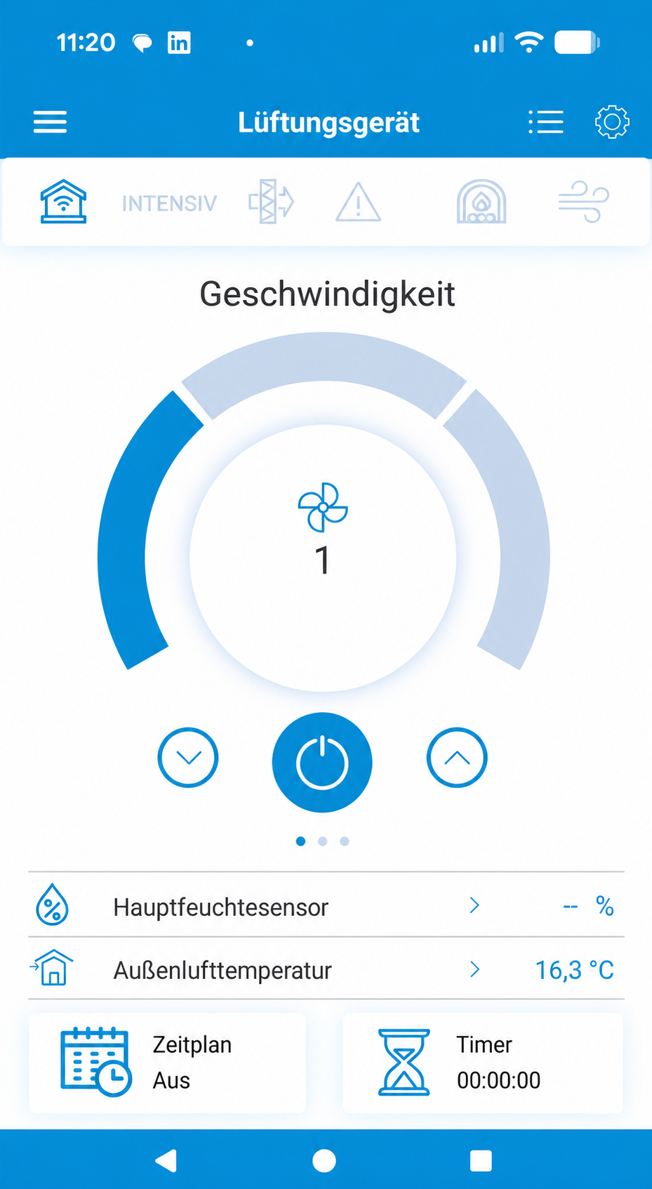 Lüftungsgerät nach dem Filterwechsel wieder eingeschaltet