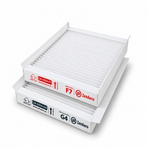 Pluggit PluggEasy ASPV1.0 Ersatzfilterset mit 2 Filtern – ePM1 60% (F7) und ISO Coarse 65% (G4), 242 × 168 × 48 mm.