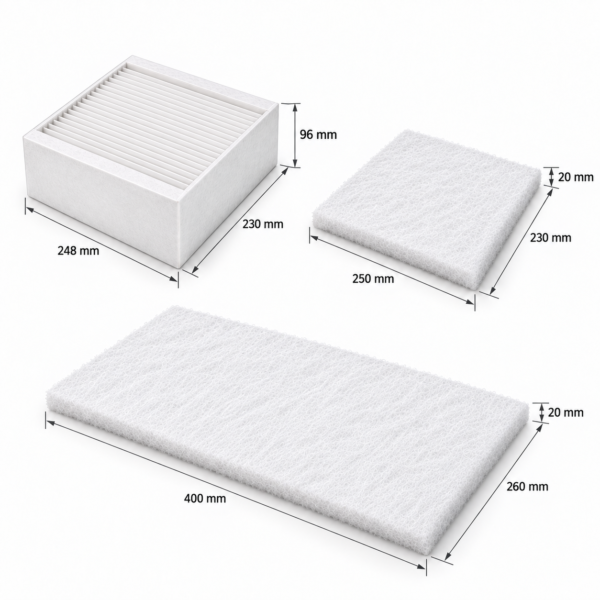 valloplus-350-vallox-110-filterset-abmessungen Drei Ersatzfilter für ValloPlus 350 und Vallox 110 mit den jeweiligen Abmessungen