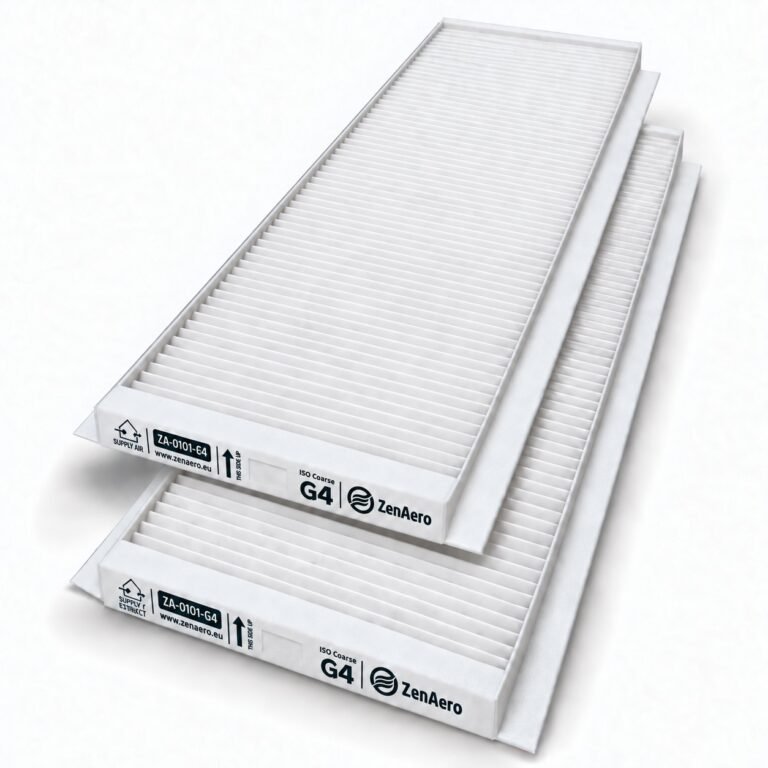 Zehnder ComfoAir Q 350 / 450 / 600 Ersatzfilterset G4 + G4, 499 × 158 × 22 mm