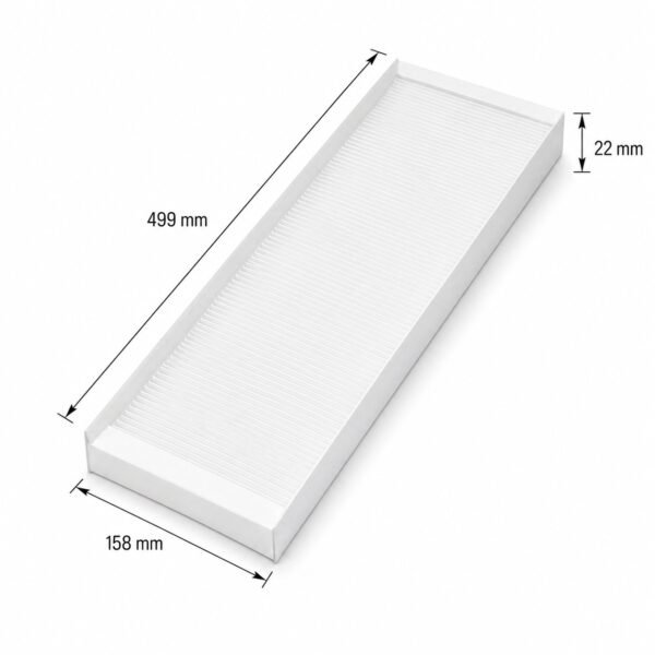 zehnder-comfoair-q-f7-g4-filter-dimensions-499x158x22-mm.jpg Zehnder ComfoAir Q 350 / 450 / 600 – Kompatibles Ersatzfilterset, 2 Filter: ePM1 (F7) + ISO Coarse (G4), 499 × 158 × 22 mm