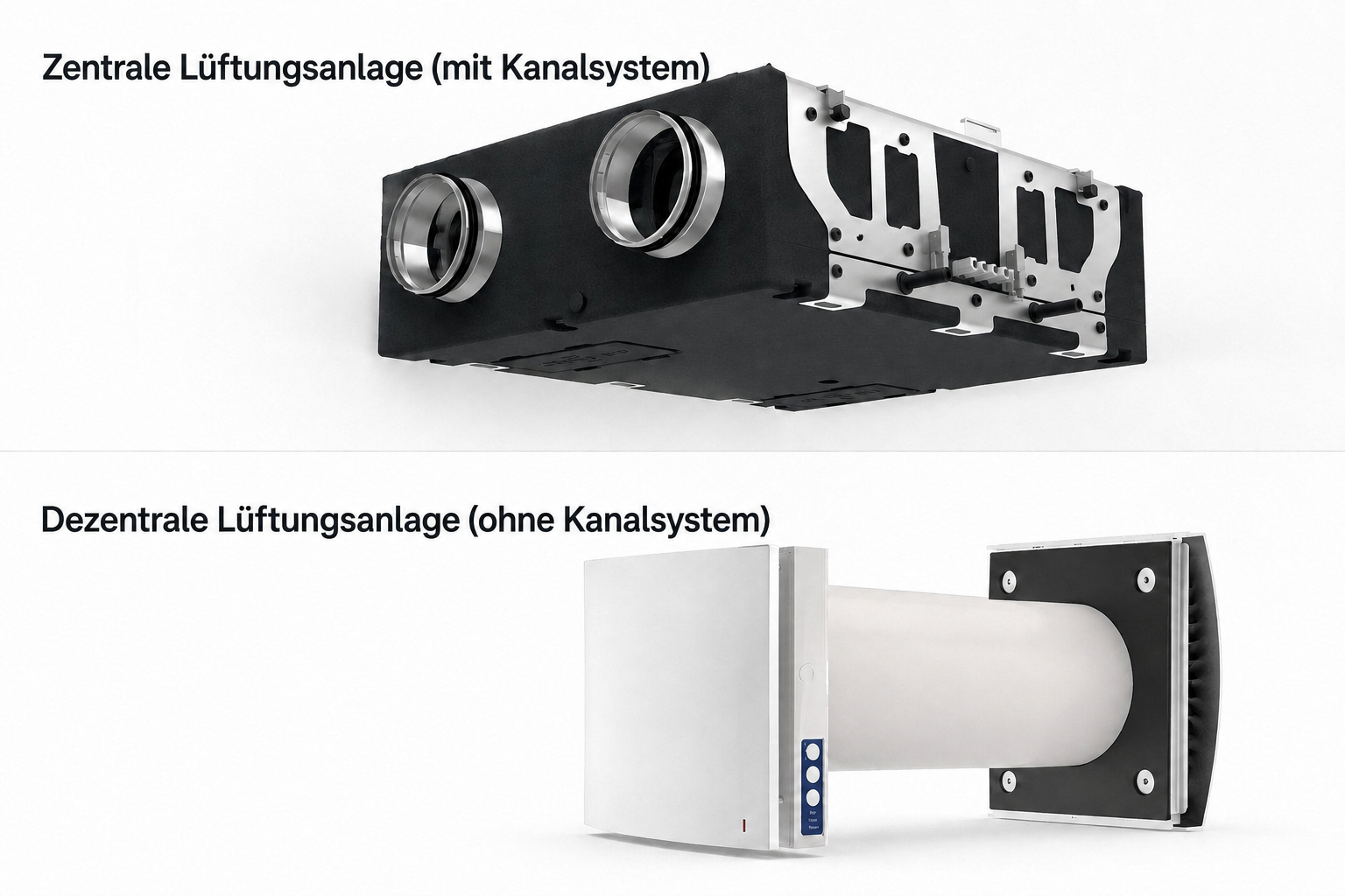 Vergleich zentraler und dezentraler Lüftungssysteme